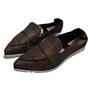 AGL Metallic Pointed toe Leather Loafers